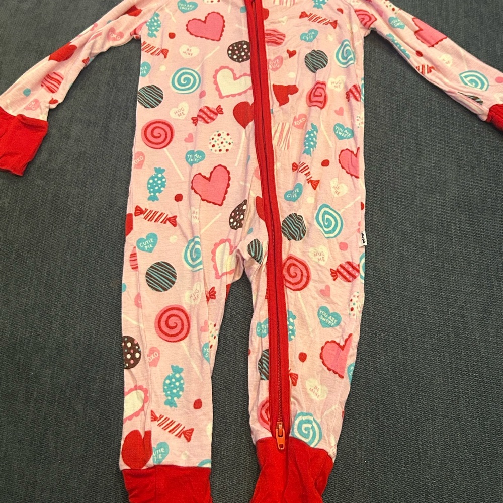 Little Sleepies Pink Candy Heart Footie